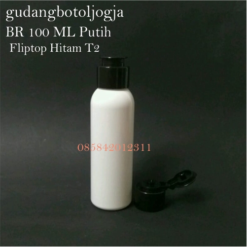 Botol BR 100 ML Putih Fliptop Hitam T2