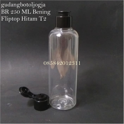 Botol BR 250 ML Natural Tutup Fliptop HitamT2