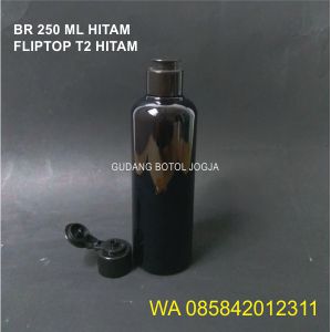 Botol BR 250 ML Hitam Tutup Fliptop T2 Hitam
